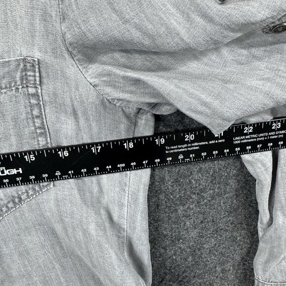 Cloth & Stone Blouse Women's Extra Small Gray Tencell Roll Tab Sleeve Button - Picture 5 of 7